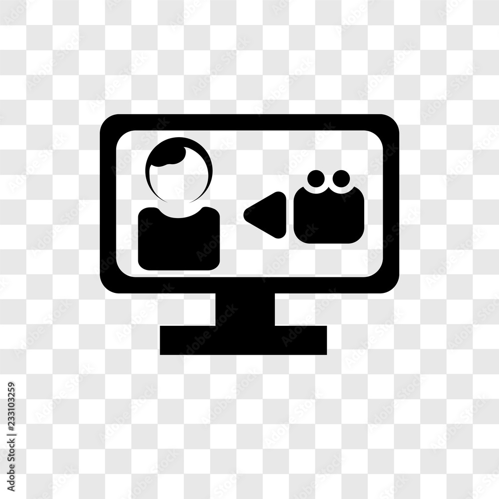 Poster video call vector icon isolated on transparent background, video call transparency logo design