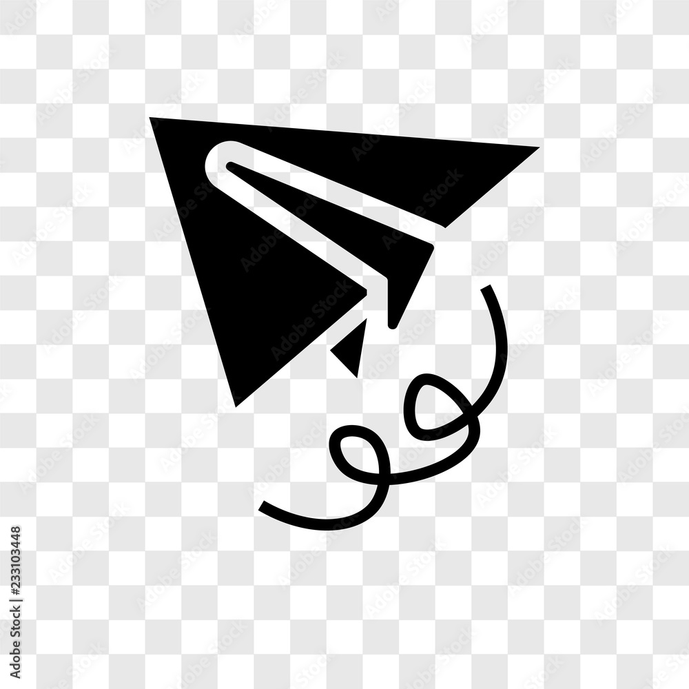 Poster paper plane vector icon isolated on transparent background, paper plane transparency logo design