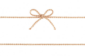 Burlap twine string bow isolated on white background