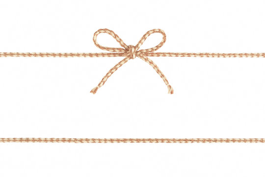 Burlap twine string bow isolated on white background