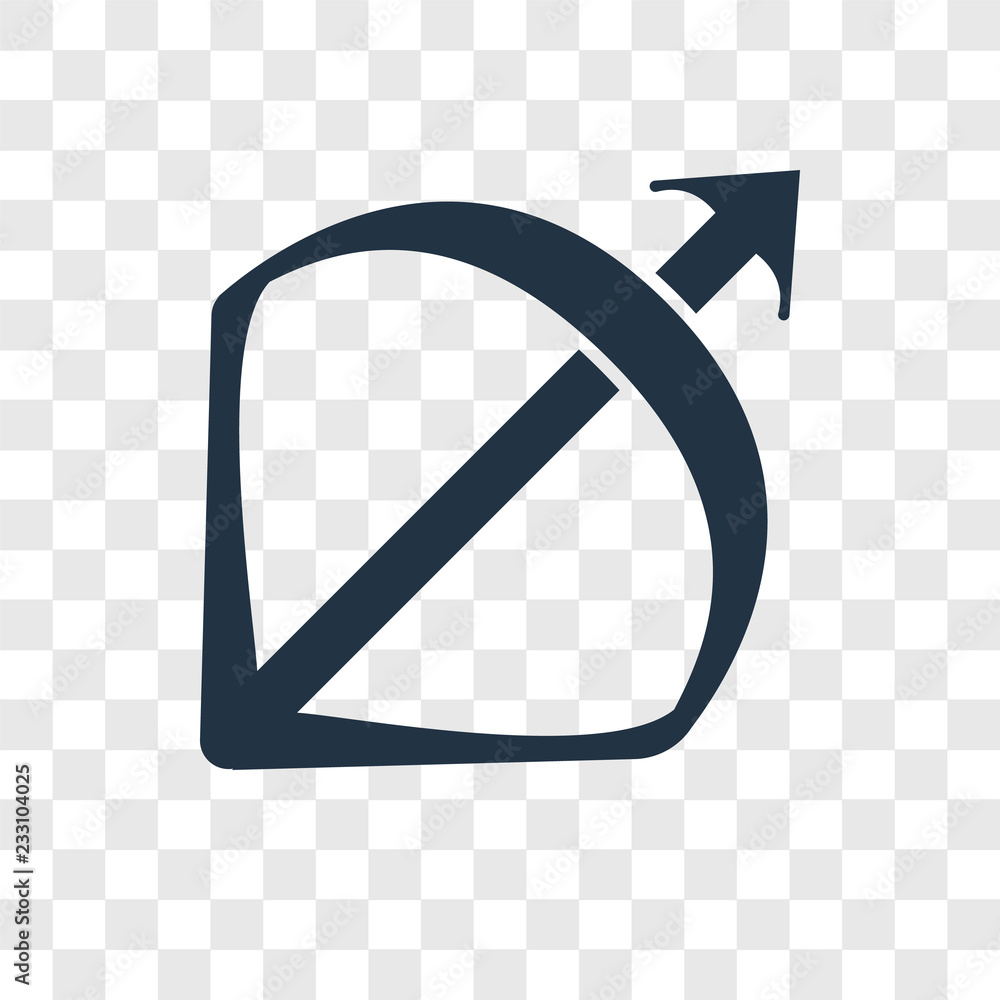 Poster bow and arrow vector icon isolated on transparent background, bow and arrow transparency logo design