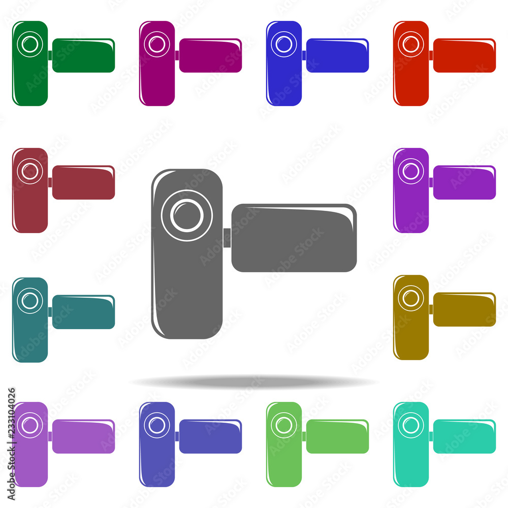 Poster manual video camera icon. elements of cinema and teatr in multi color style icons. simple icon for w