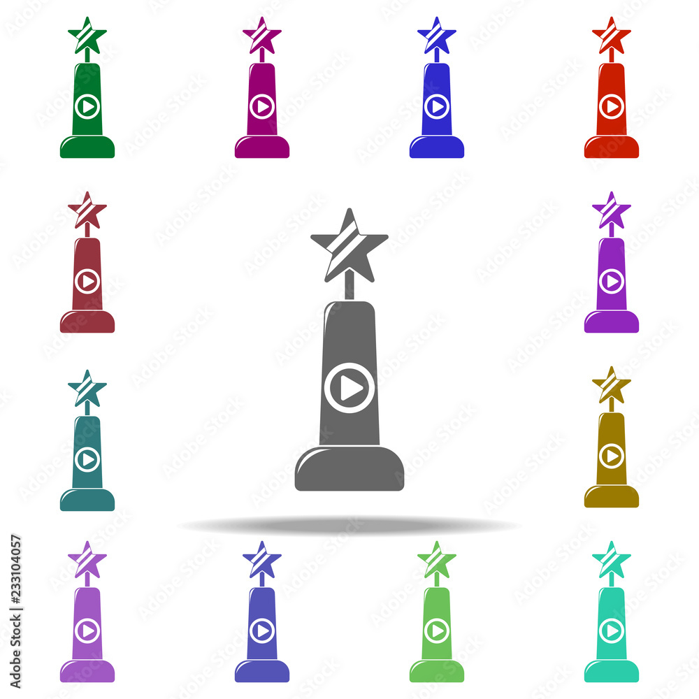 Poster prize for the best movie icon. elements of cinema and teatr in multi color style icons. simple icon 