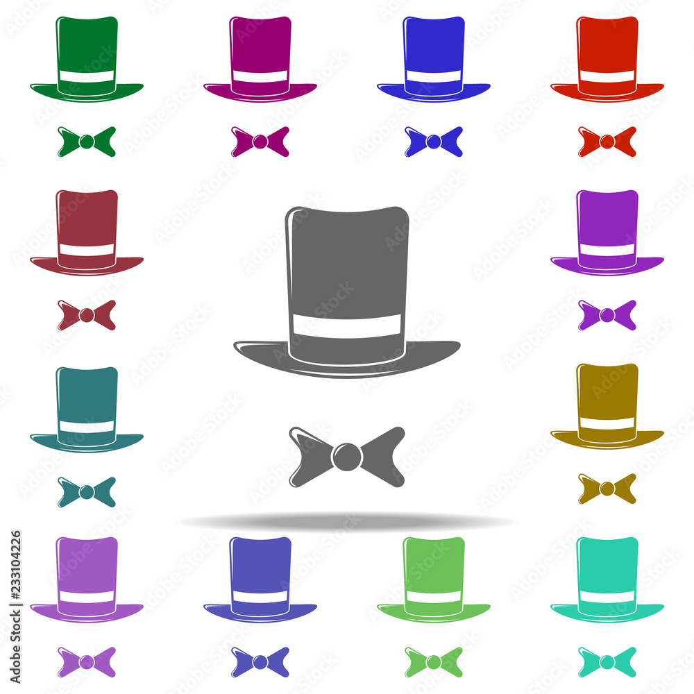 Poster hat and butterfly hat icon. elements of cinema and teatr in multi color style icons. simple icon for