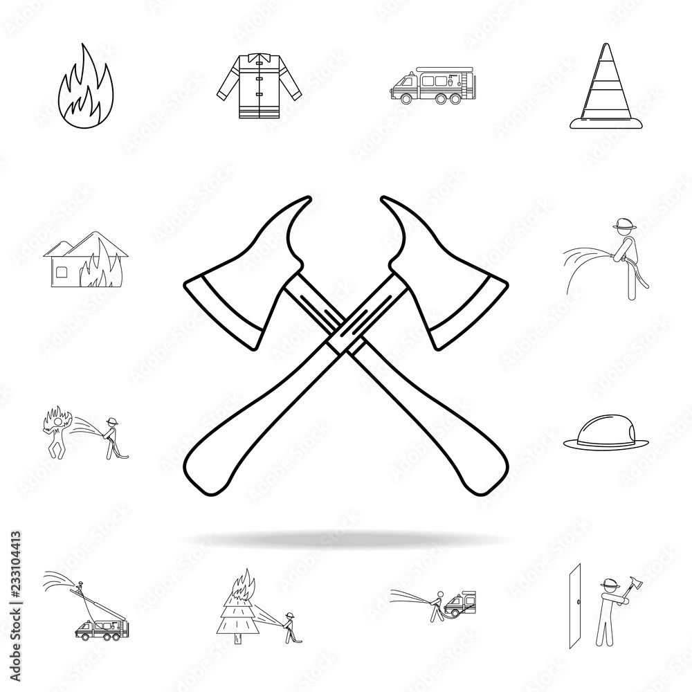 Poster fire axes icon. fireman icons universal set for web and mobile