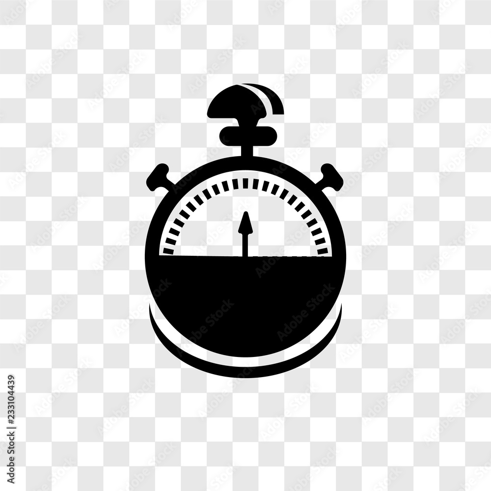 Poster stopwatch vector icon isolated on transparent background, stopwatch transparency logo design