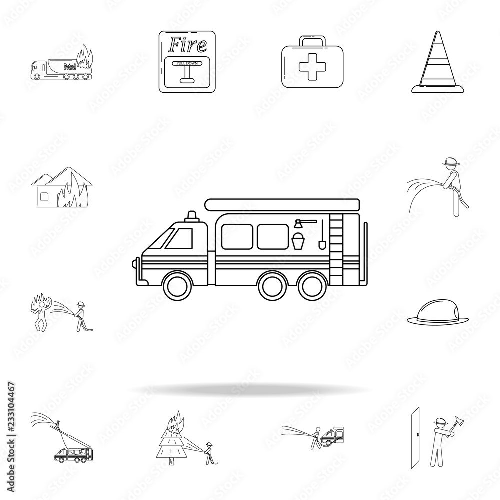 Poster fire engine icon. fireman icons universal set for web and mobile