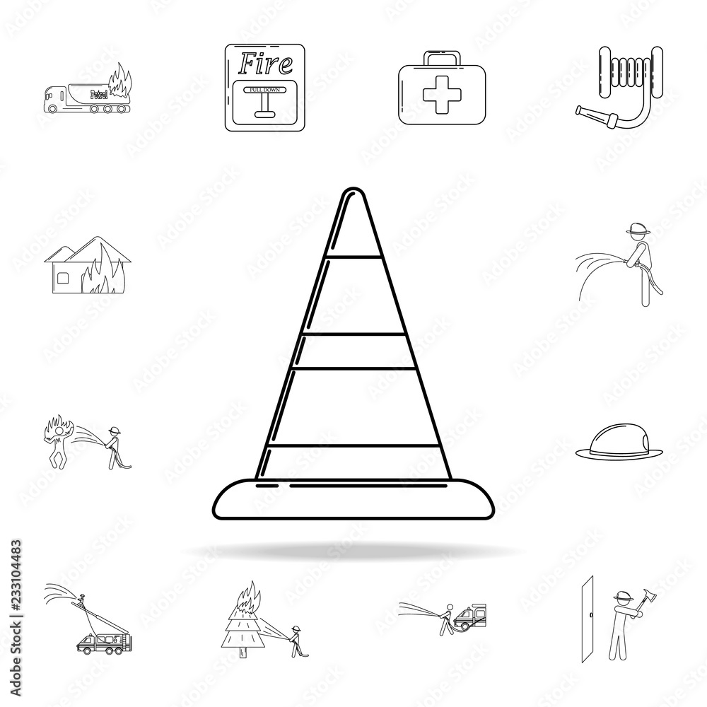 Poster road cone icon. fireman icons universal set for web and mobile
