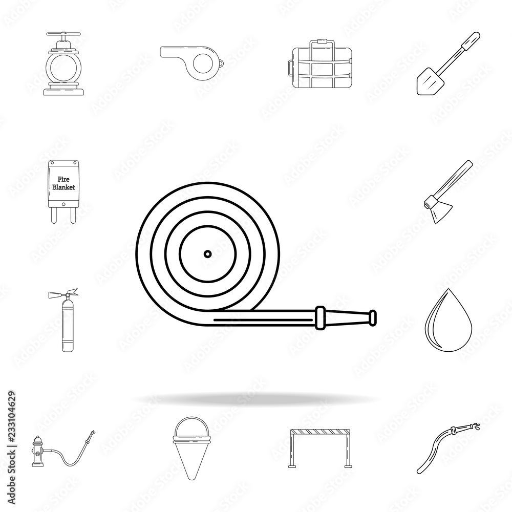 Poster fire hose icon. fireman icons universal set for web and mobile