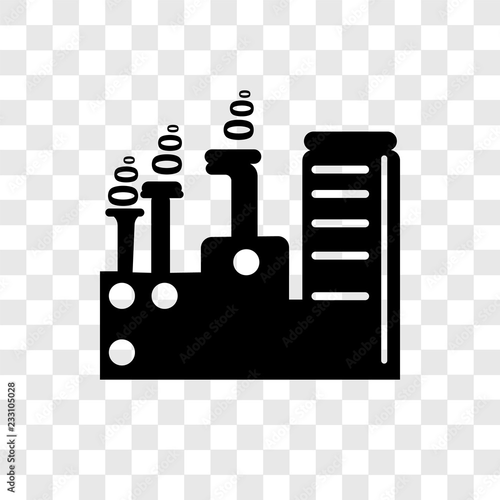 Poster factory vector icon isolated on transparent background, factory transparency logo design