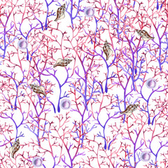 background with corals. seamless pattern. 
