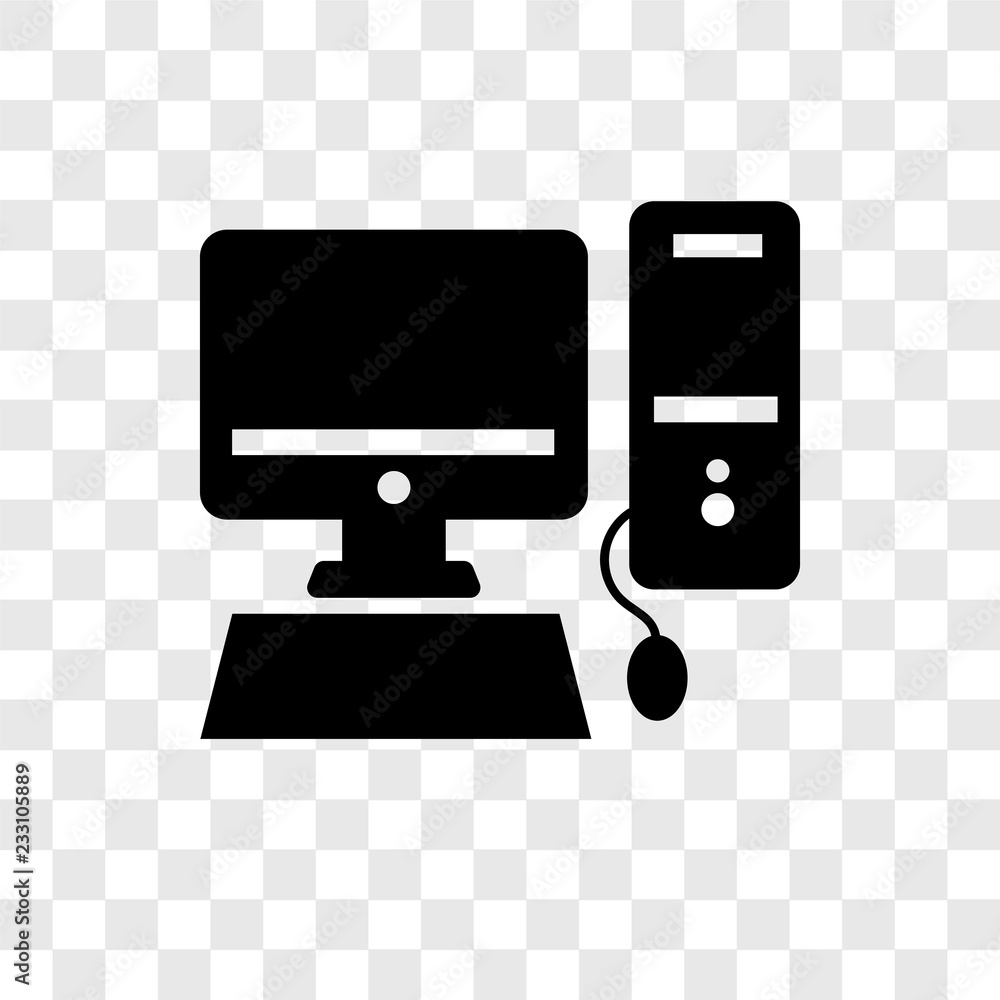 Poster computer vector icon isolated on transparent background, computer transparency logo design