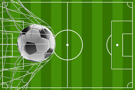soccer field soccer ball soccer goal 3d-illustration