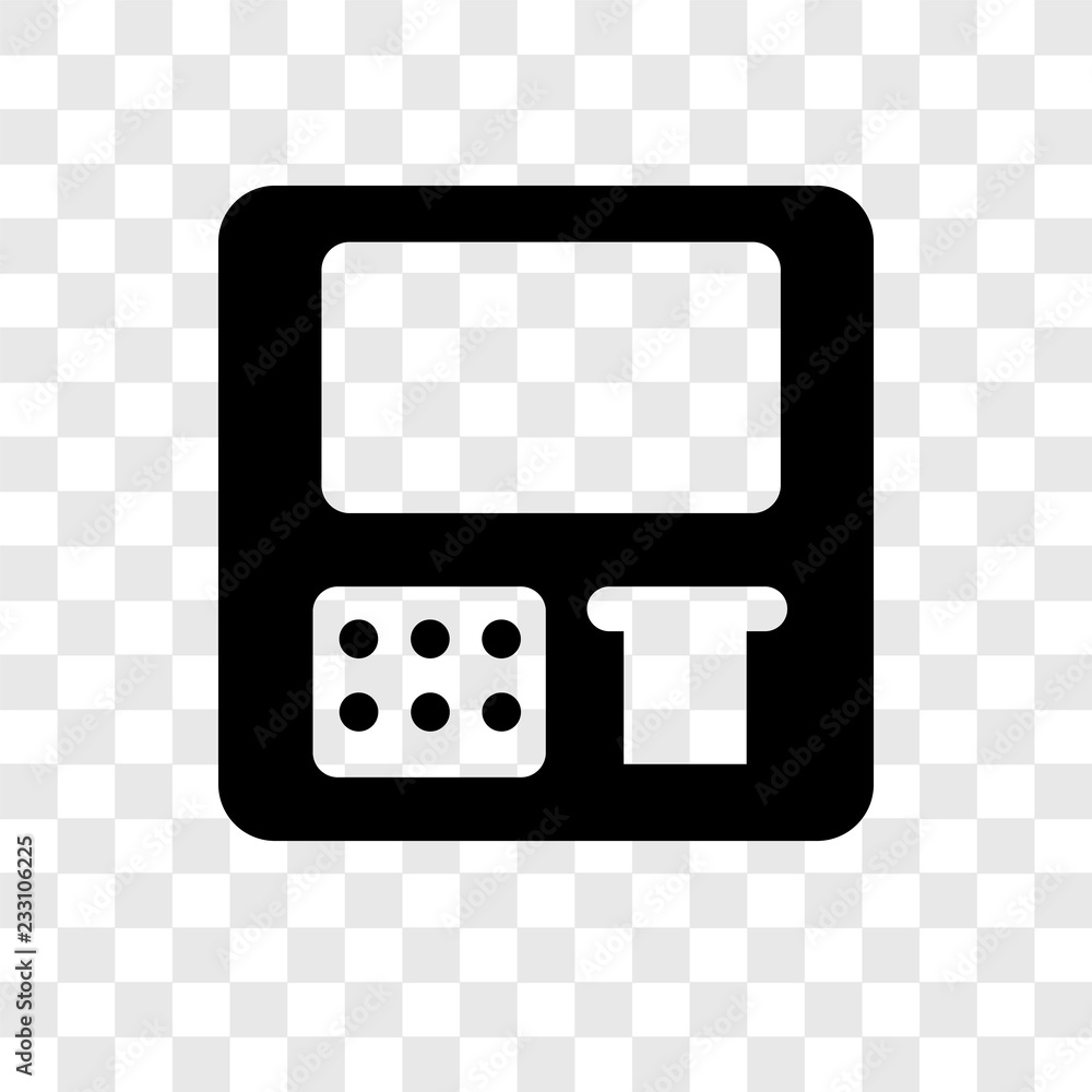 Poster atm machine vector icon isolated on transparent background, atm machine transparency logo design