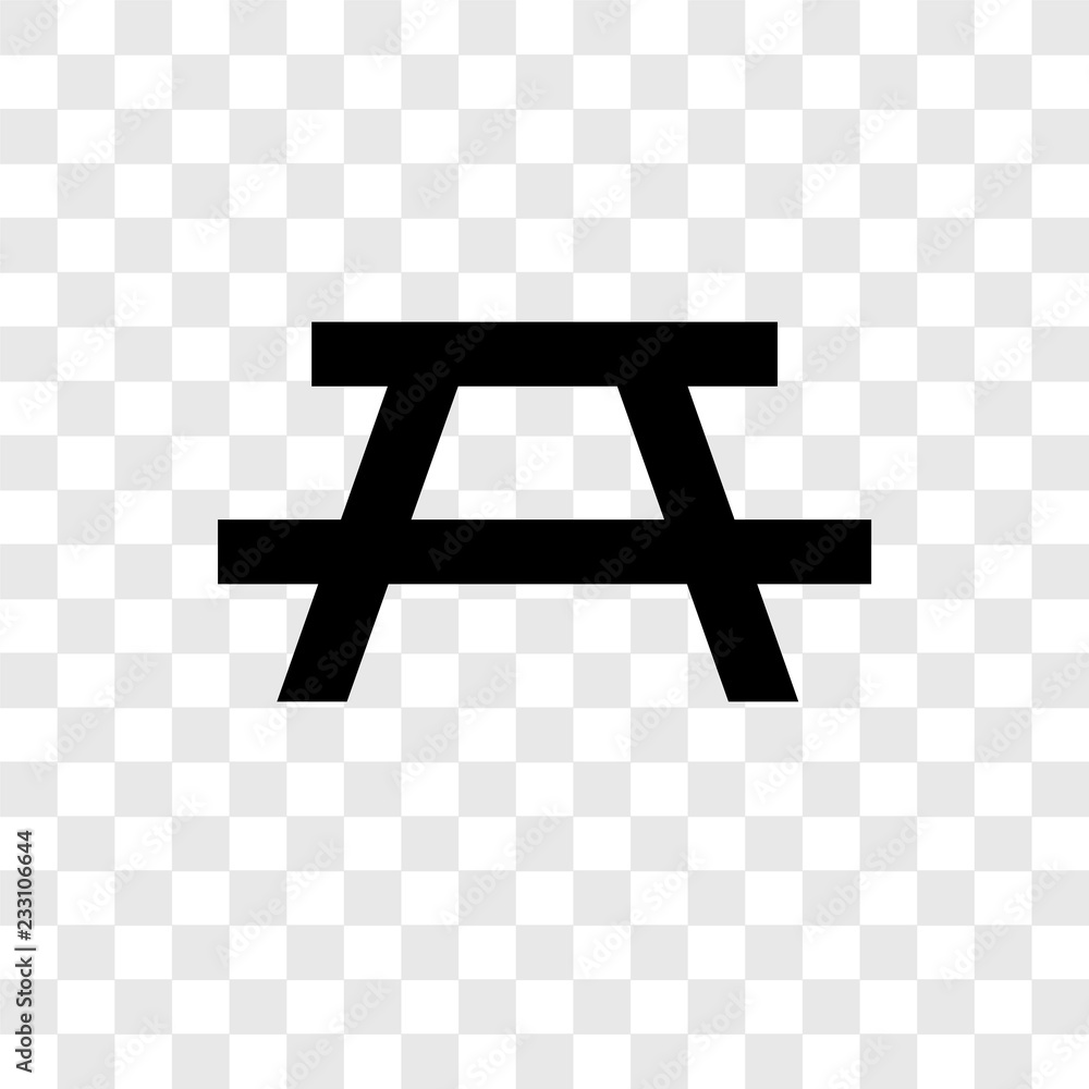 Poster picnic table vector icon isolated on transparent background, picnic table transparency logo design