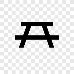 Picnic table vector icon isolated on transparent background, Picnic table transparency logo design
