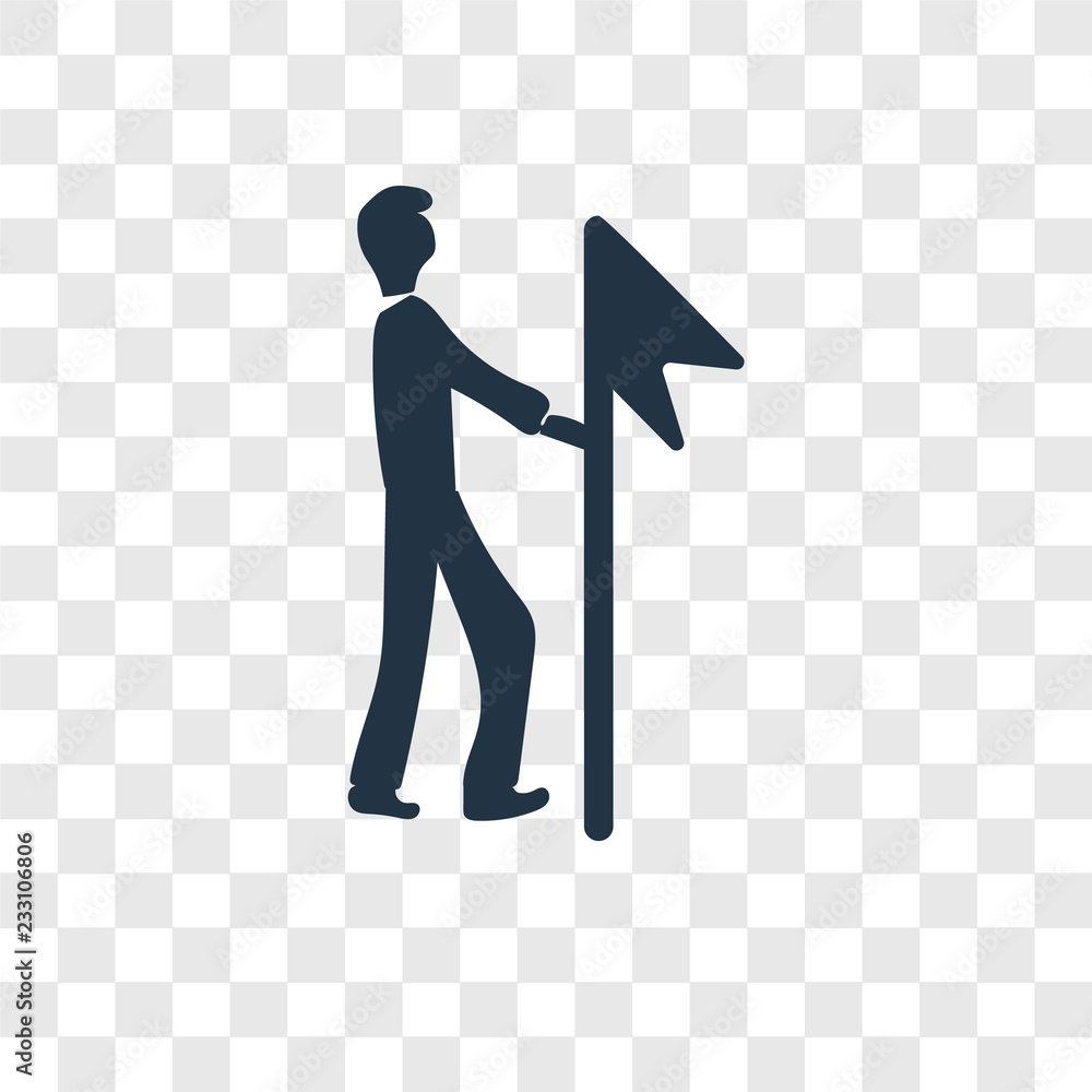 Poster flag vector icon isolated on transparent background, flag transparency logo design