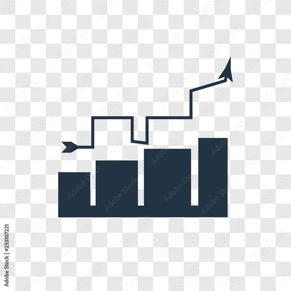Poster bar chart vector icon isolated on transparent background, bar chart transparency logo design