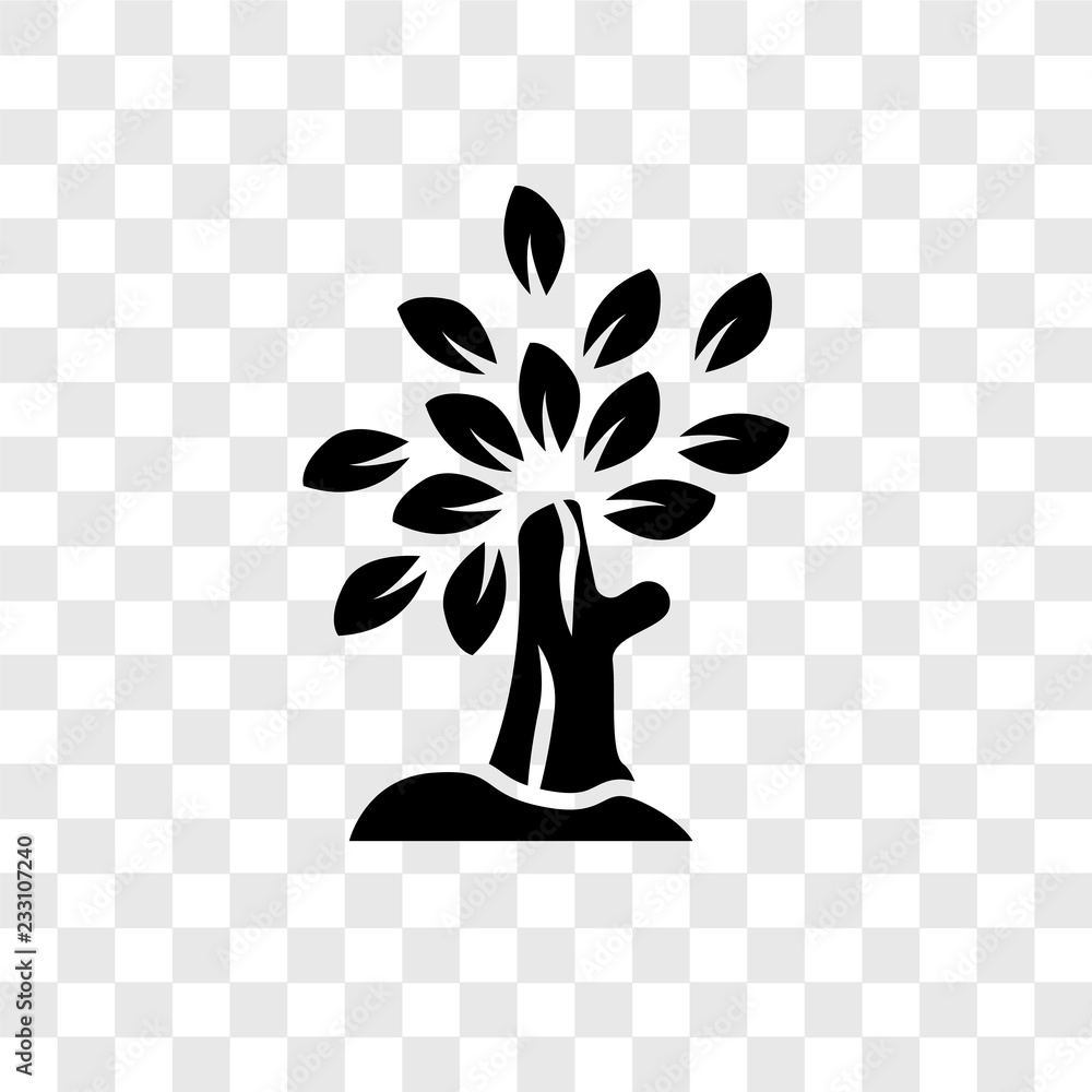 Poster tree with many leaves vector icon isolated on transparent background, tree with many leaves transpar