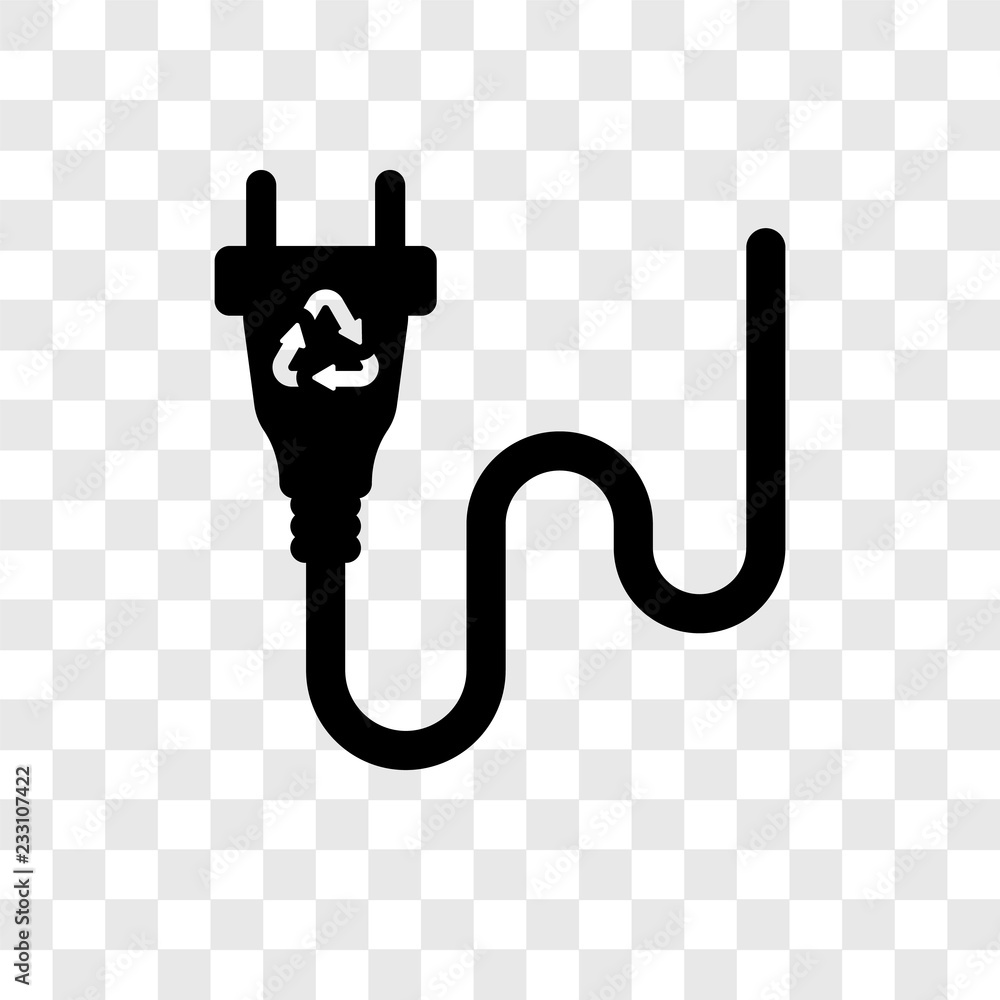 Poster plug vector icon isolated on transparent background, plug transparency logo design