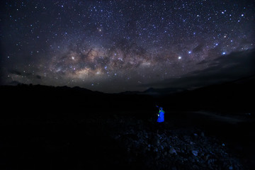 Amazing beautiful of night sky Milky Way Galaxy , Beautiful Milky Way galaxy at Borneo, Long exposure photograph, with grain.Image contain certain grain or noise and soft focus.