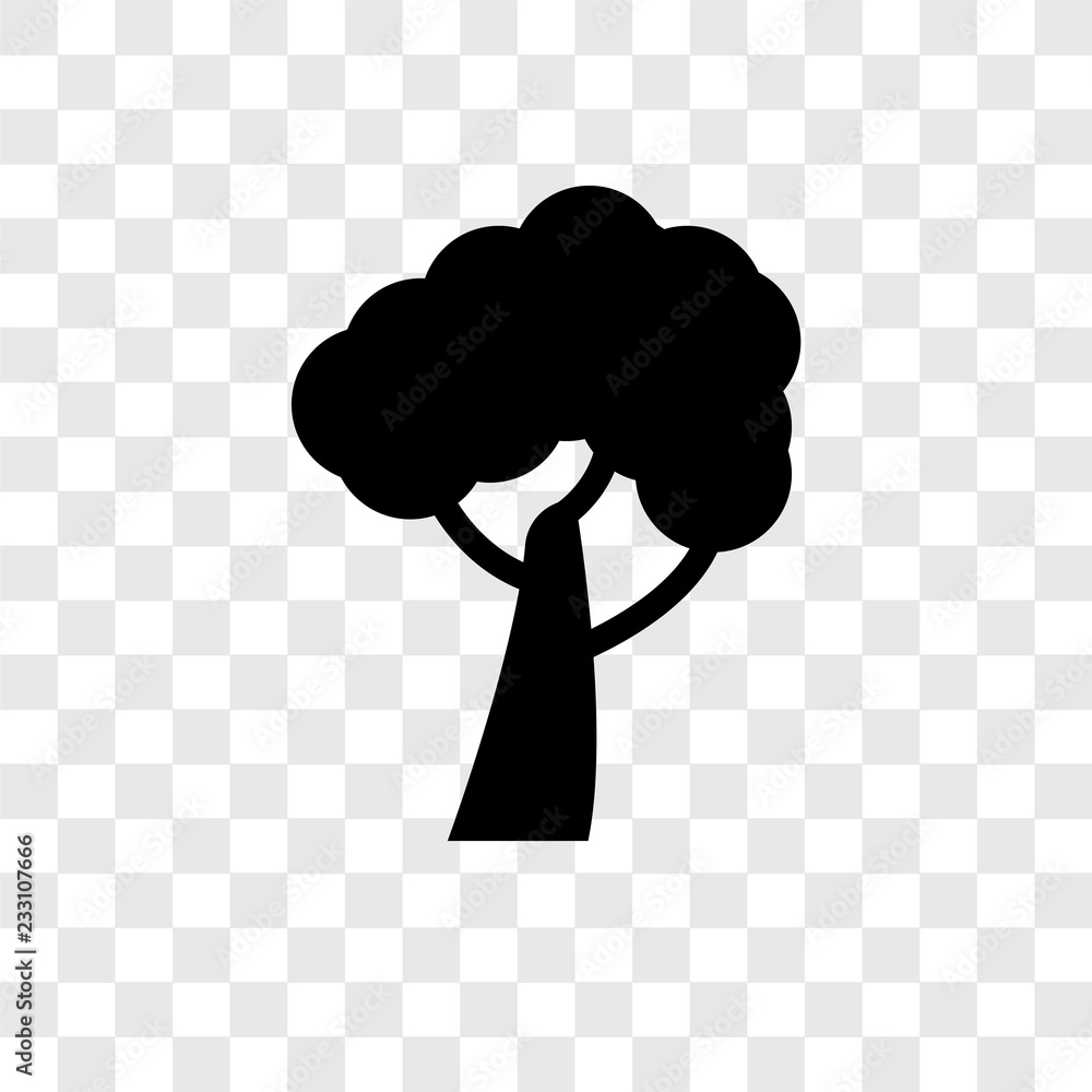 Poster tree of circular foliage vector icon isolated on transparent background, tree of circular foliage tr