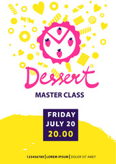 Concept banner, poster, flyer with dessert study master class fo