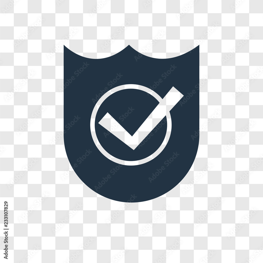 Poster shield vector icon isolated on transparent background, shield transparency logo design
