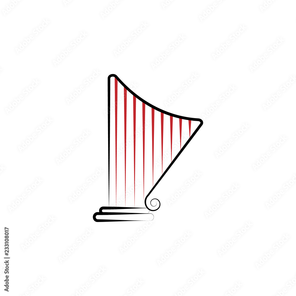 Poster harp 2 colored line icon. simple colored element illustration. harp outline symbol design from theat