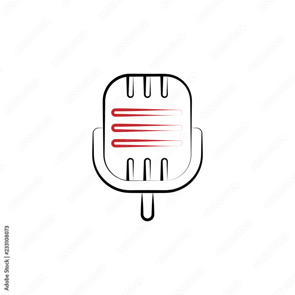 Poster scene microphone 2 colored line icon. simple colored element illustration. scene microphone outline 