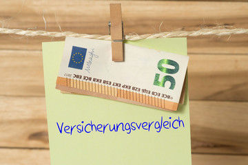 Euro Geldschein und Versicherungsvergleich