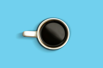 Cup of Coffee on Light Blue Background