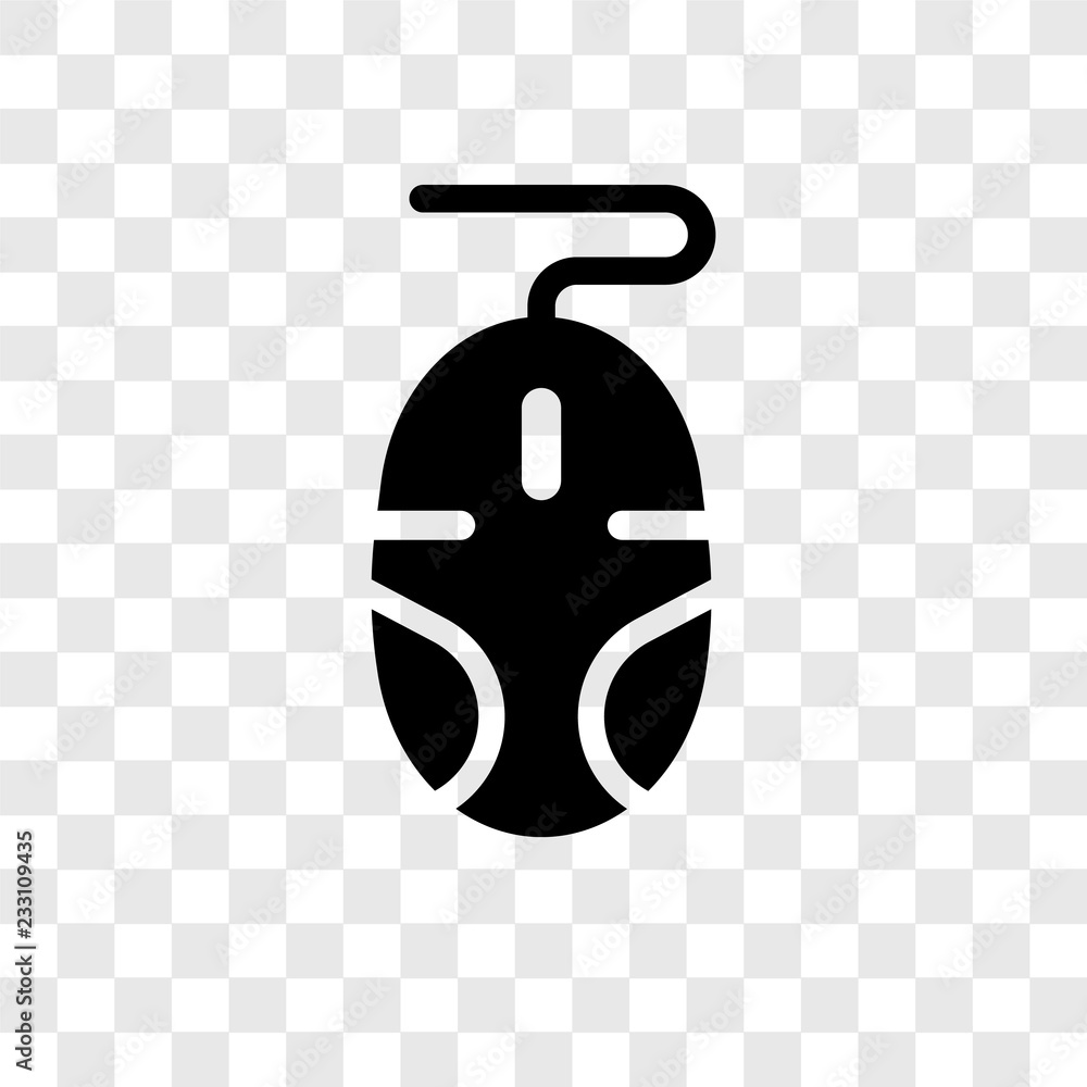 Poster computer mouse vector icon isolated on transparent background, computer mouse transparency logo desi