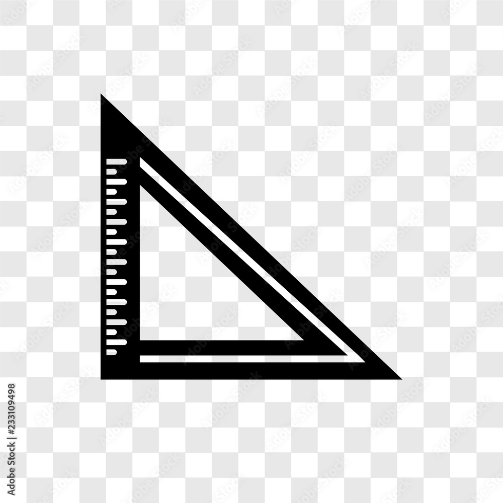 Poster triangle ruler vector icon isolated on transparent background, triangle ruler transparency logo desi