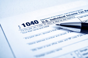 Close-up of 1040 tax form