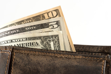 Eine Geldbörse und Dollar Geldscheine