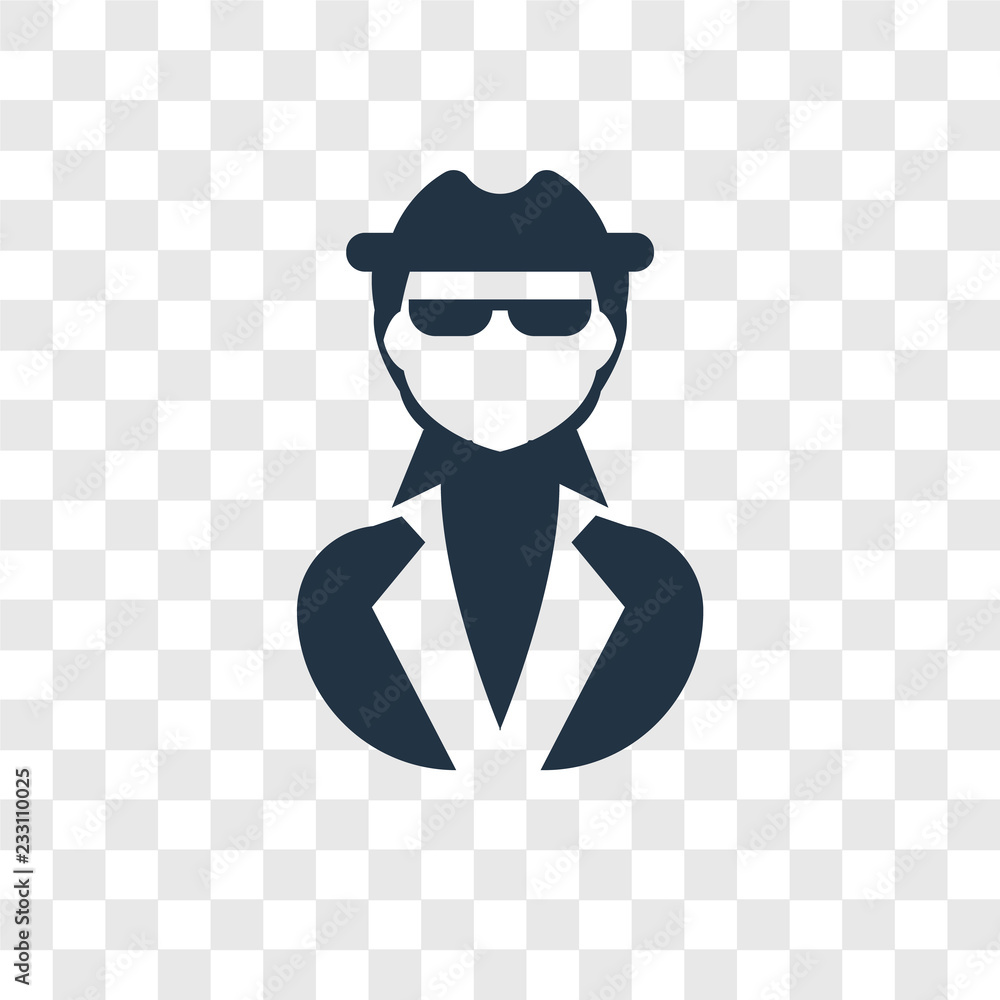 Poster spy vector icon isolated on transparent background, spy transparency logo design