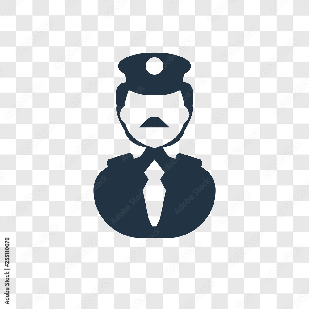 Poster pilot vector icon isolated on transparent background, pilot transparency logo design