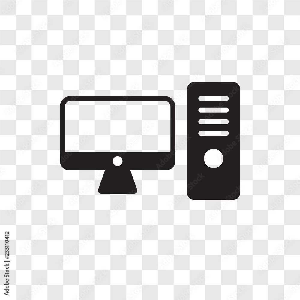 Poster desktop computer vector icon isolated on transparent background, desktop computer transparency logo 
