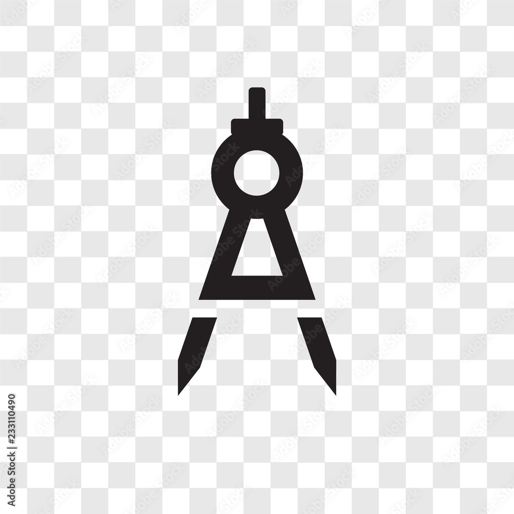 Poster draw with compass vector icon isolated on transparent background, draw with compass transparency log