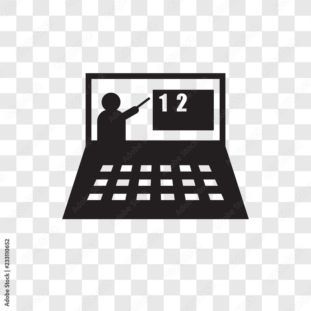 Poster online class vector icon isolated on transparent background, online class transparency logo design