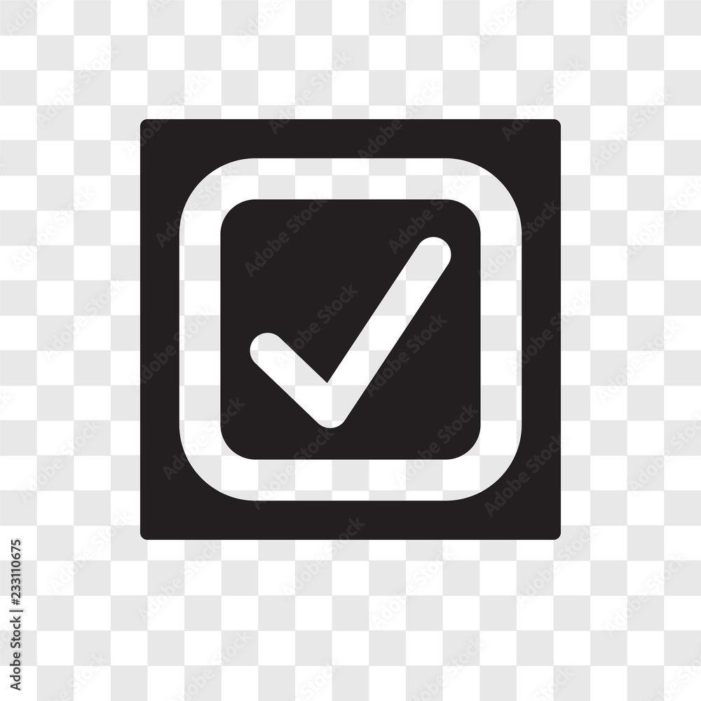 Poster check mark vector icon isolated on transparent background, check mark transparency logo design