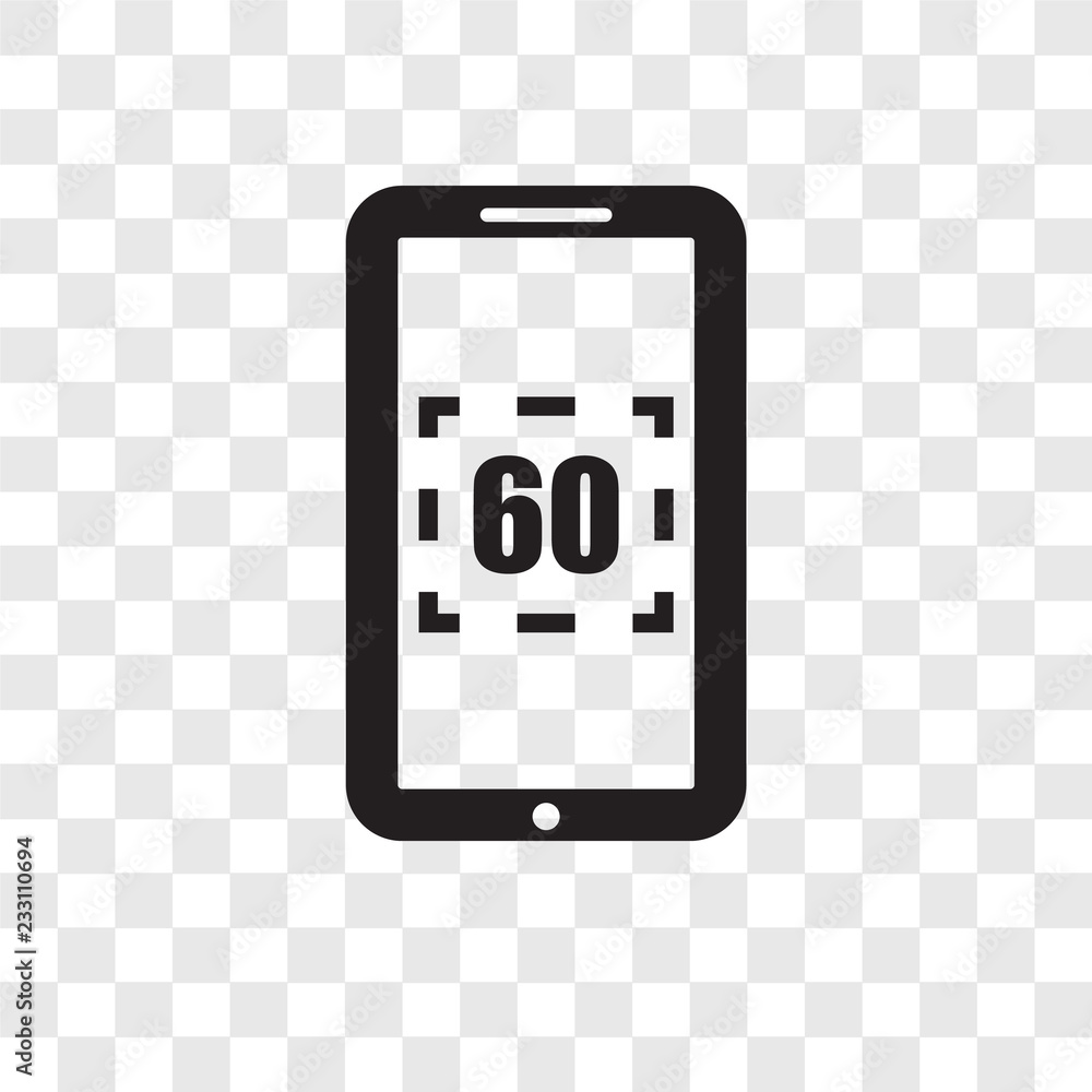 Poster digital display 60 vector icon isolated on transparent background, digital display 60 transparency l