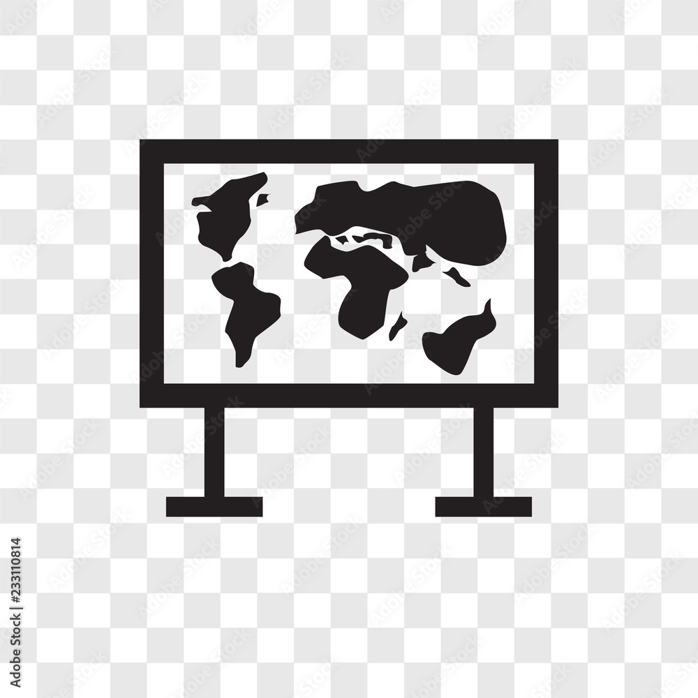 Poster world map vector icon isolated on transparent background, world map transparency logo design