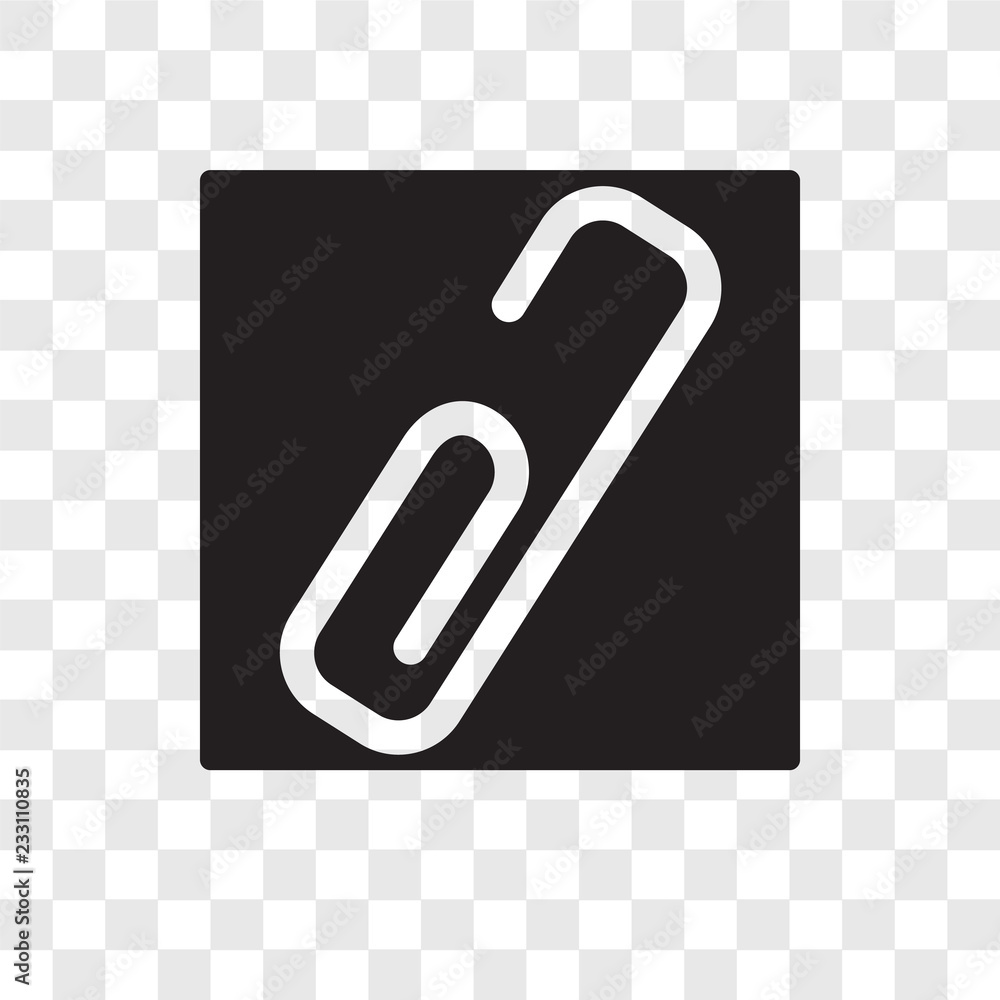 Poster paperclip vector icon isolated on transparent background, paperclip transparency logo design