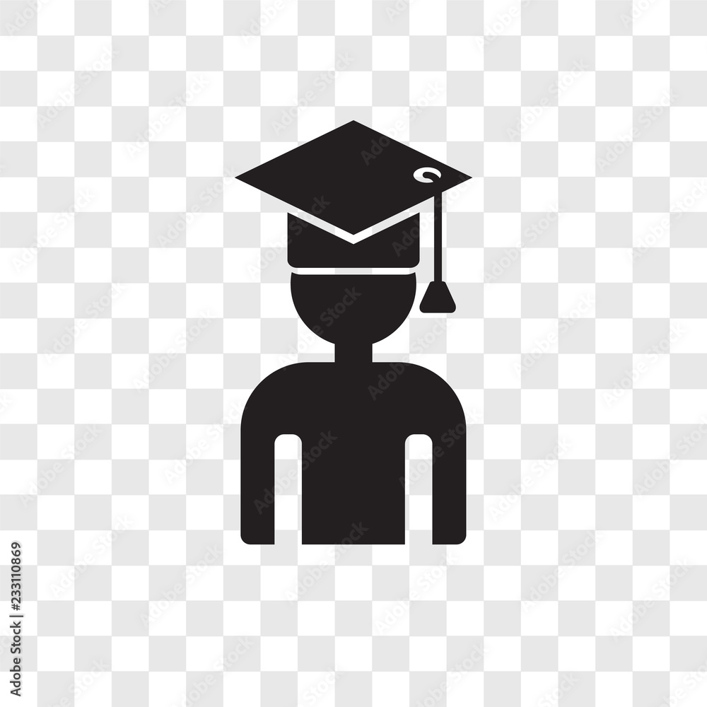 Poster graduating vector icon isolated on transparent background, graduating transparency logo design