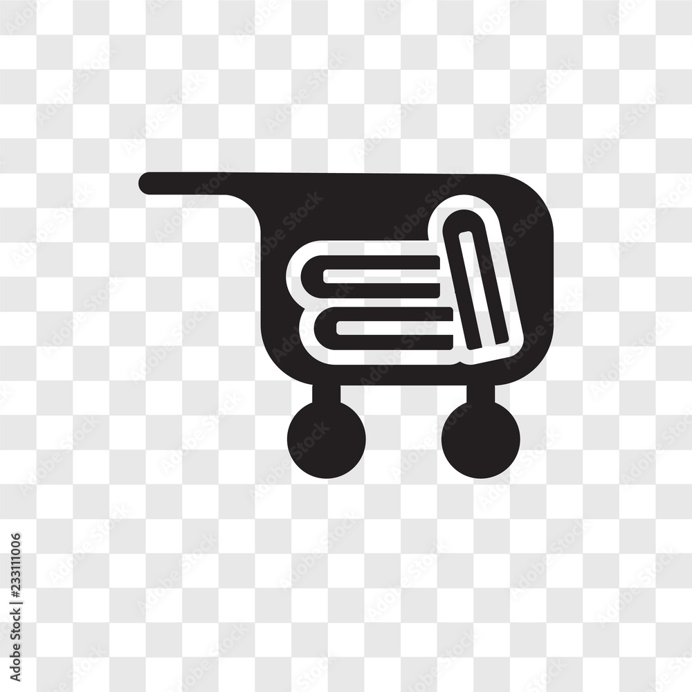 Poster cart with books vector icon isolated on transparent background, cart with books transparency logo de