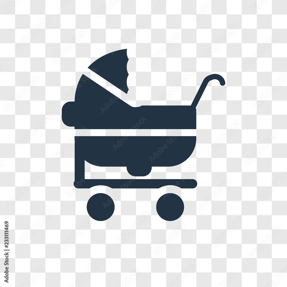 Poster stroller vector icon isolated on transparent background, stroller transparency logo design