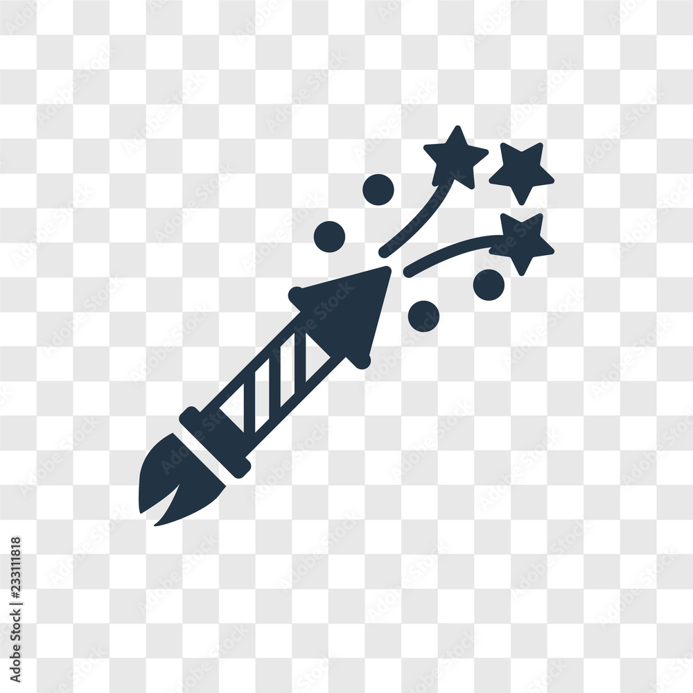Poster fireworks vector icon isolated on transparent background, fireworks transparency logo design