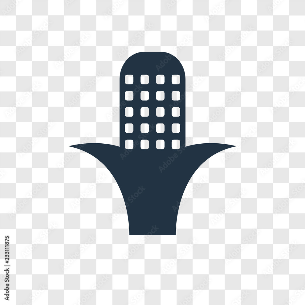 Poster corn vector icon isolated on transparent background, corn transparency logo design